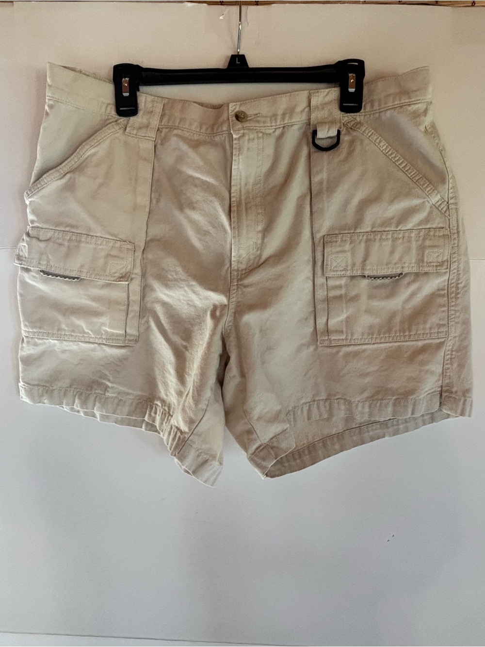 Columbia PFG Men's Beige Cargo Fishing Shorts Canvas Cotton Relaxed Fit XL